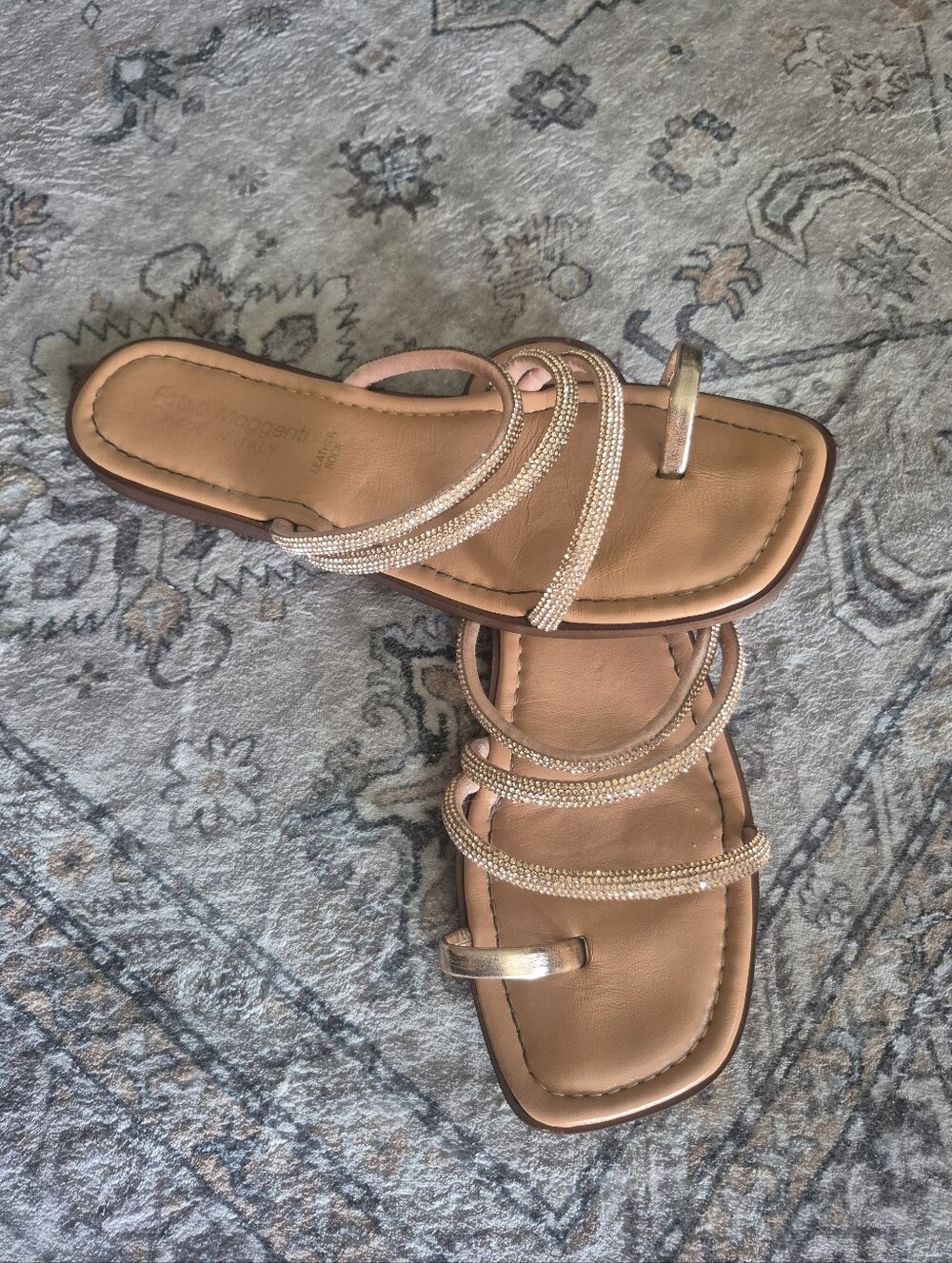 Fabio Maggenti Leather Crystal Sandals
